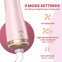 LENA Hair Straightener Brush Dryer Pink ionic care technology for smoother hair