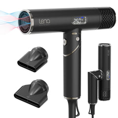 LENA travel hair dryer folded compact design for easy packing and quick drying.