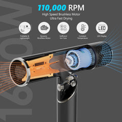 LENA travel hair dryer with ionic technology for smoother, frizz-reduced results on the go.