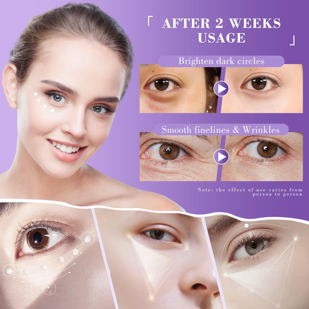 Lenaale eye cream with hyaluronic acid drops hydrates the under-eye area.