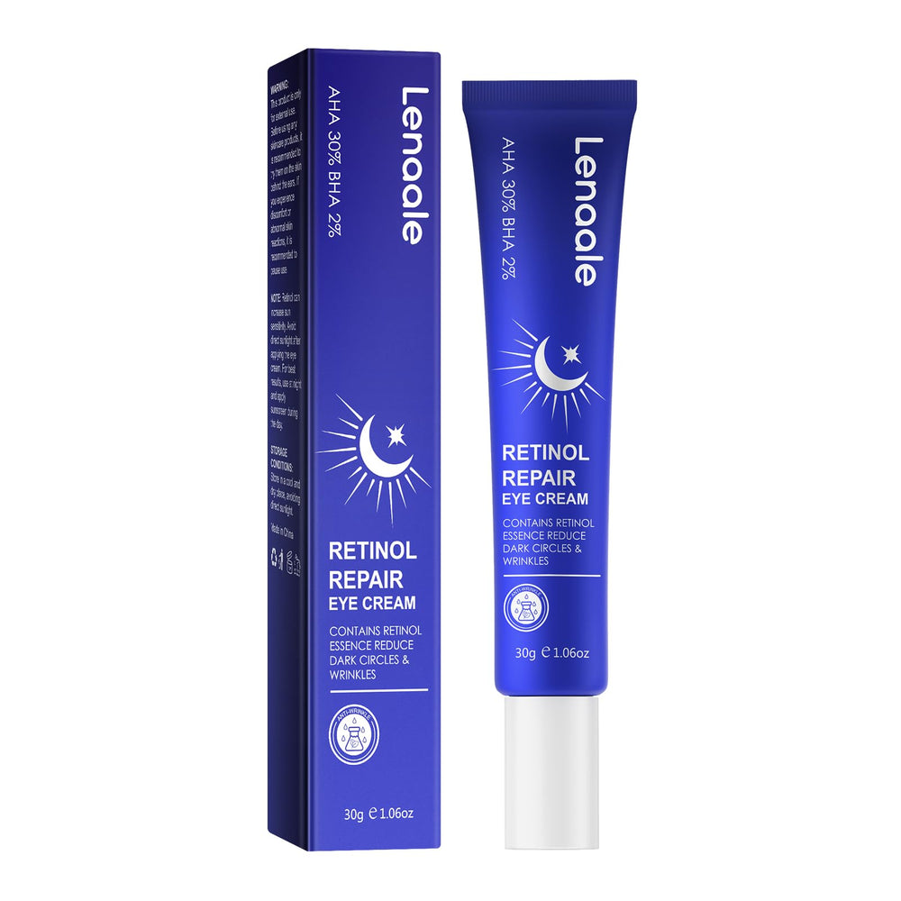 Lenaale Retinol Eye Cream tube close-up showing rich texture for gentle under-eye care