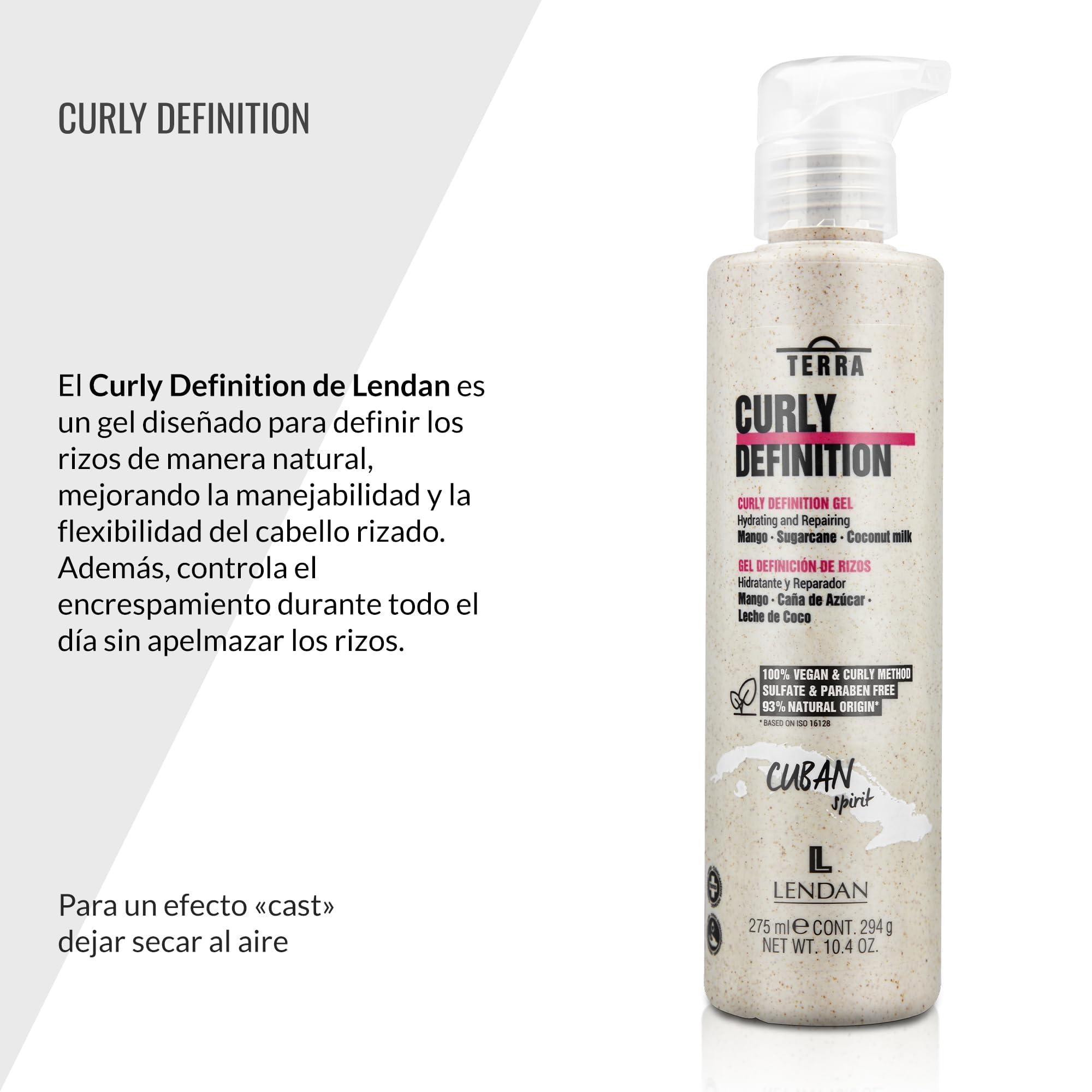 Lendan Curly Cuban Spirit frizz control closeup demonstrates smooth, hydrated hair