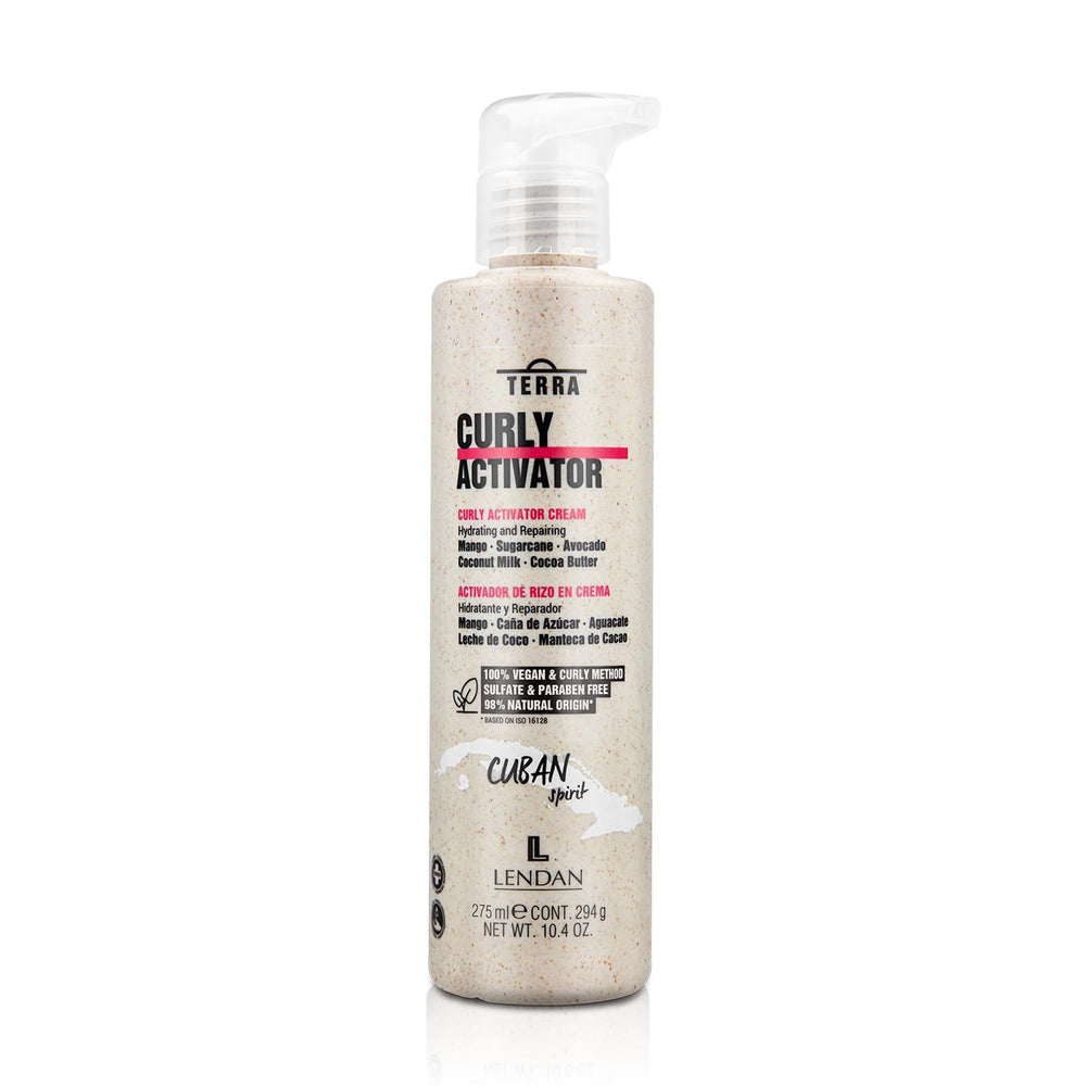 Lendan Curly Cuban Spirit packaging display highlights sustainable vegan formula