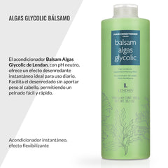 Lendan Glycolic Algae Balm application pump, smooths strands with lightweight conditioning.