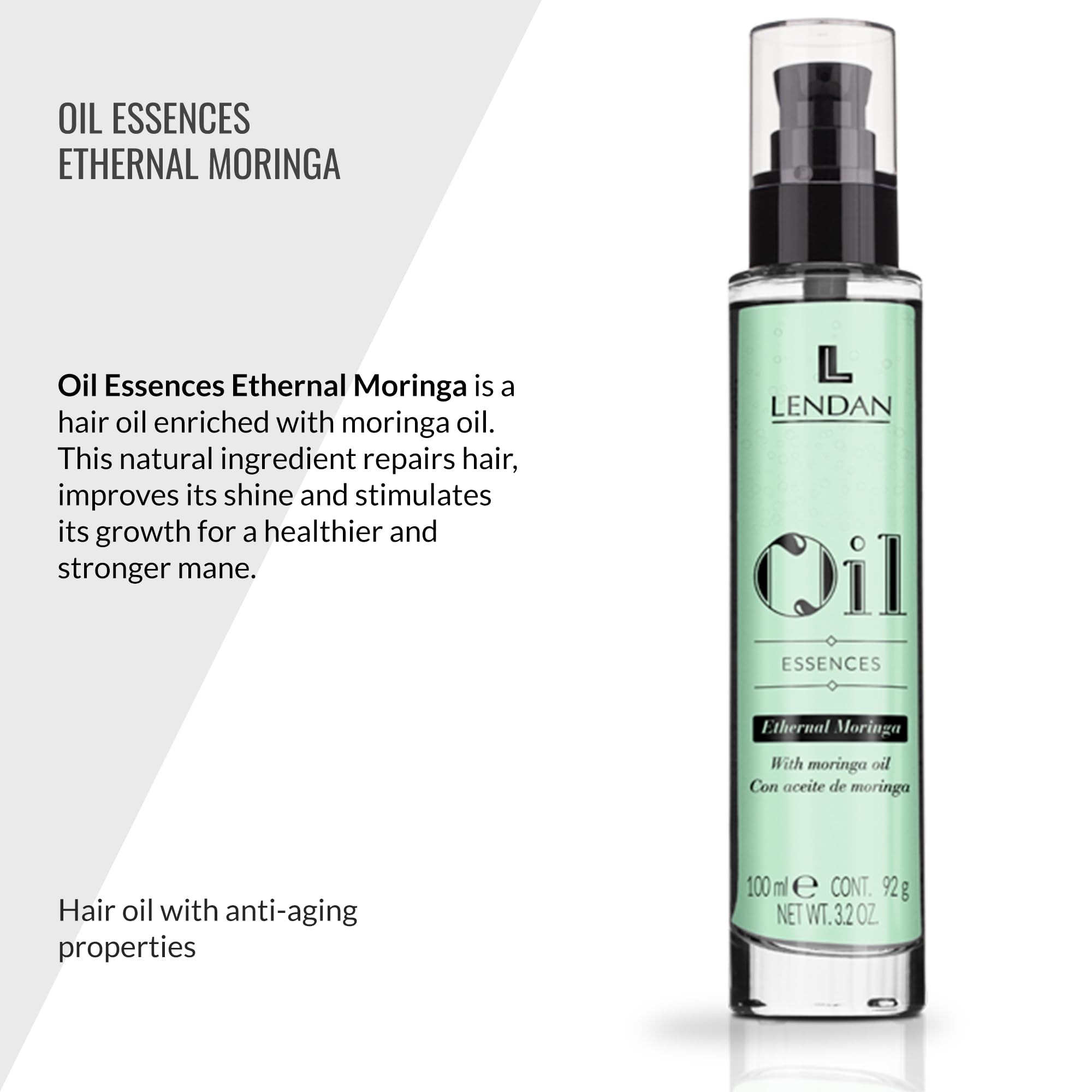 Close-up of Moringa oil drops demonstrating moisture-rich formula.