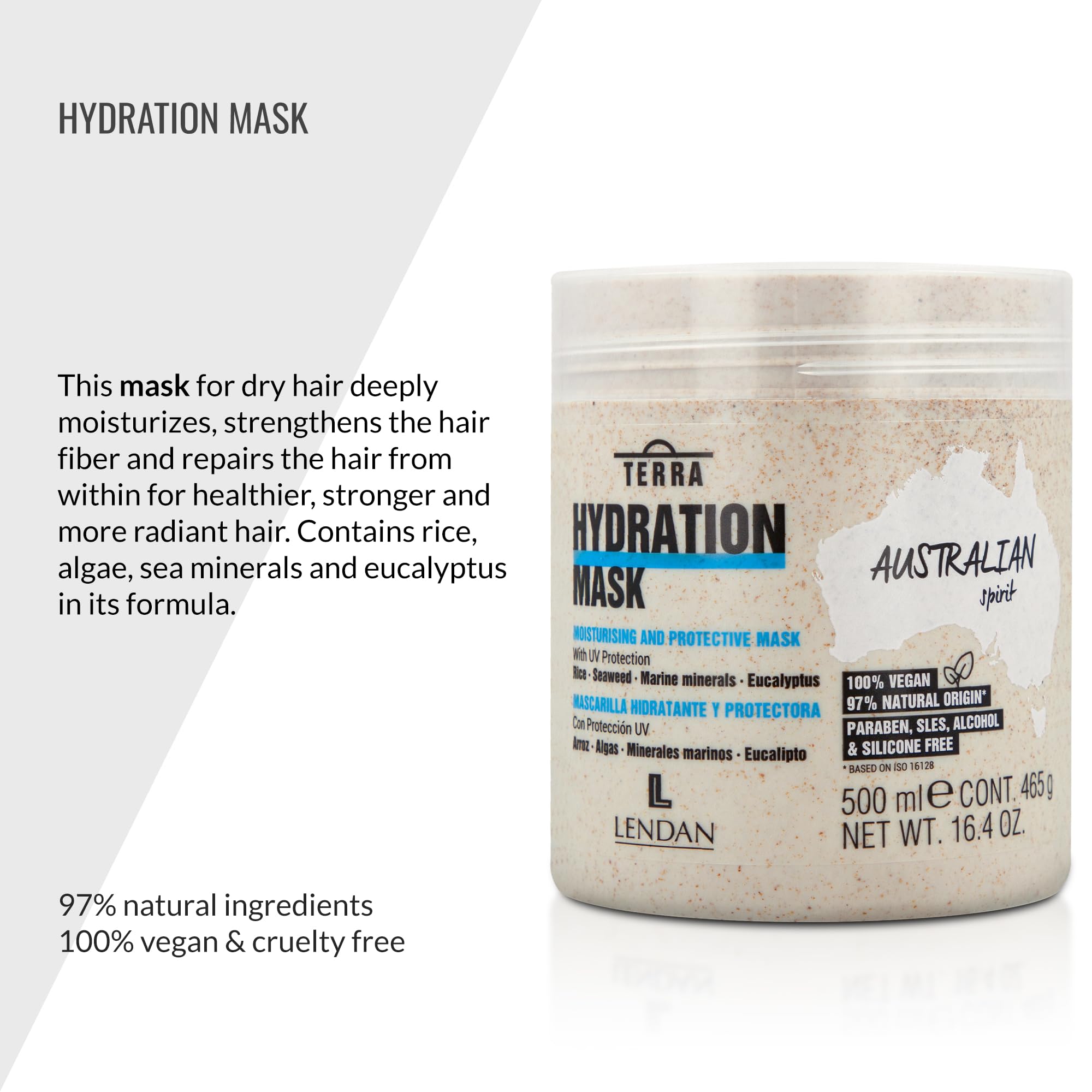 Lendan Terra Hydration Mask cream texture: rich formula to nourish damaged strands