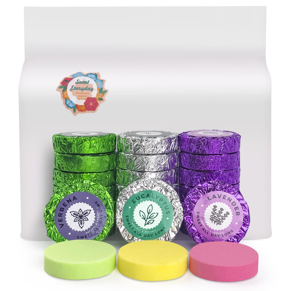 leoce foil-wrapped tablets near the shower enhance aroma release during use