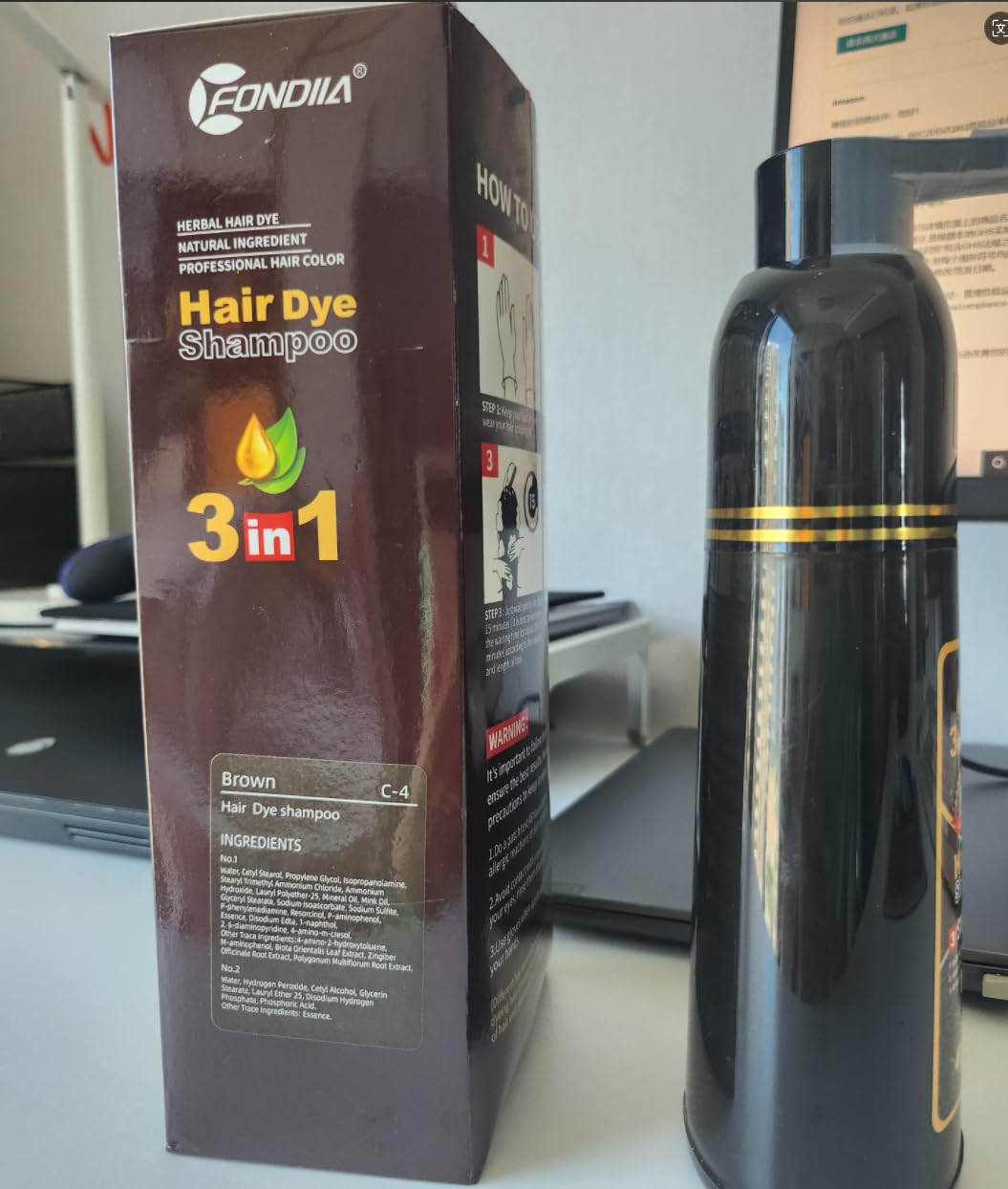 Leorx 2-pack hair dye shampoo packaging displayed
