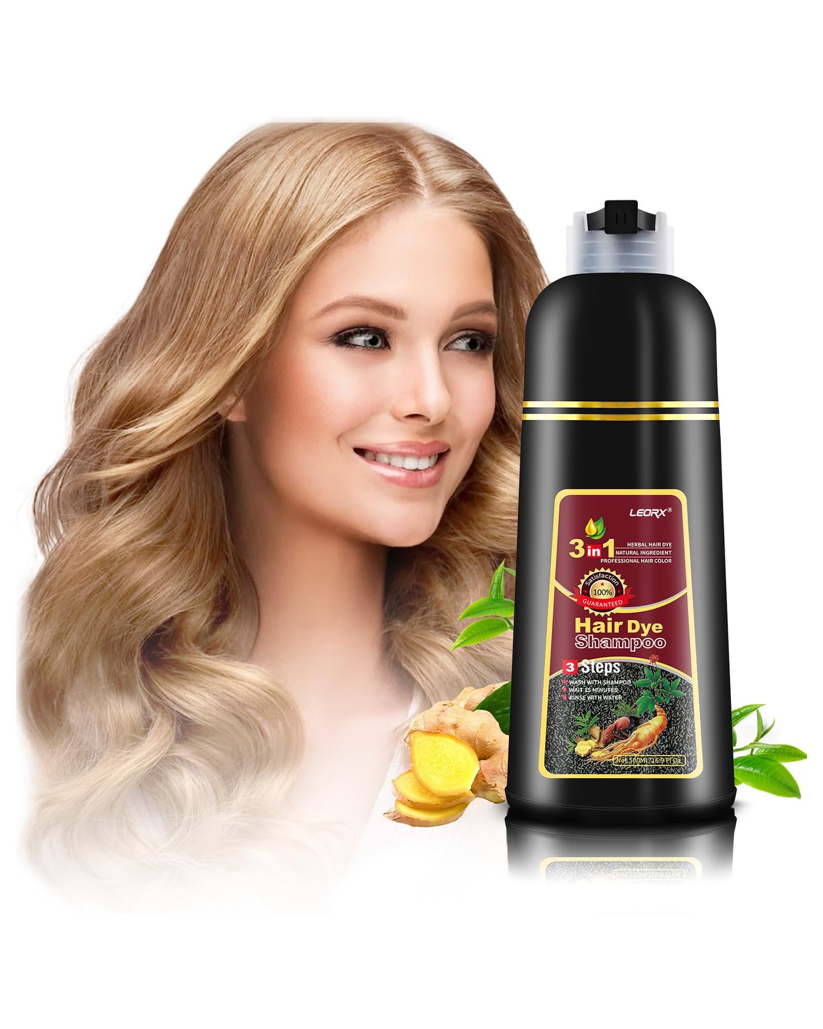 Leorx Hair Dye Shampoo bottle pour enables easy at-home coloring