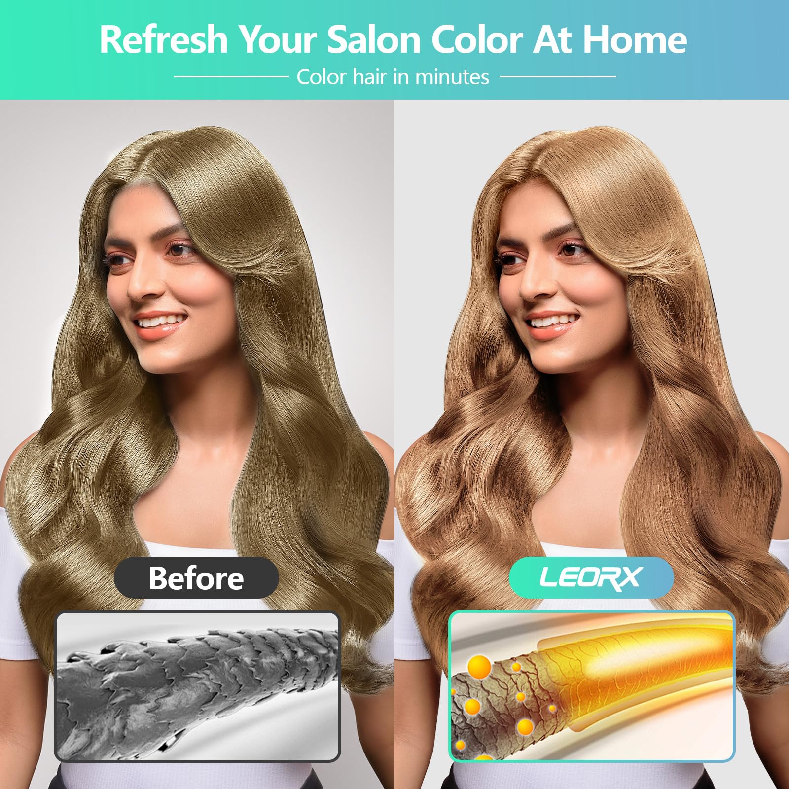 Leorx Hair Dye Shampoo highlights natural ingredients that nourish while coloring