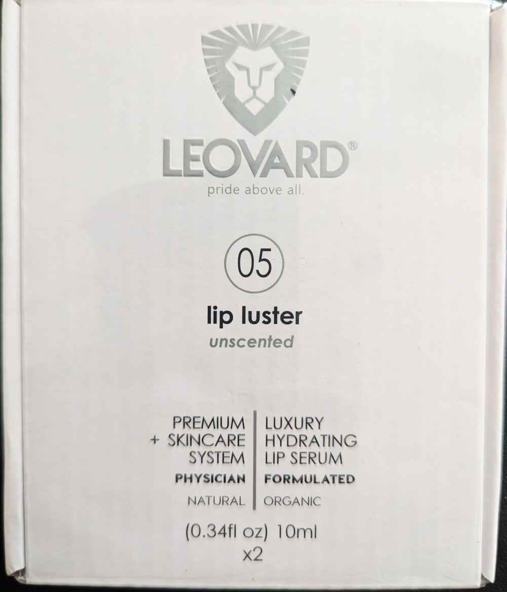 Leovard Lip Luster applied around lip line to target fine lines