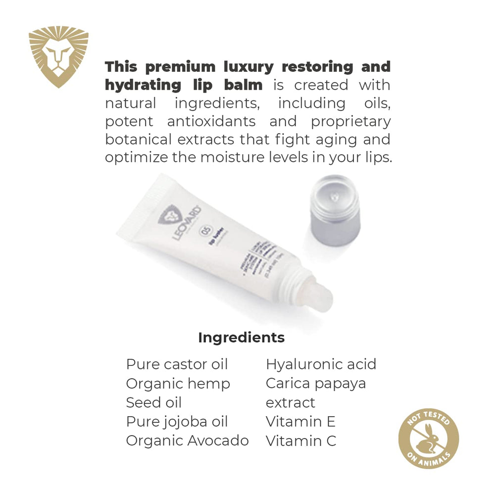 Leovard Lip Luster avocado oil content shown on packaging