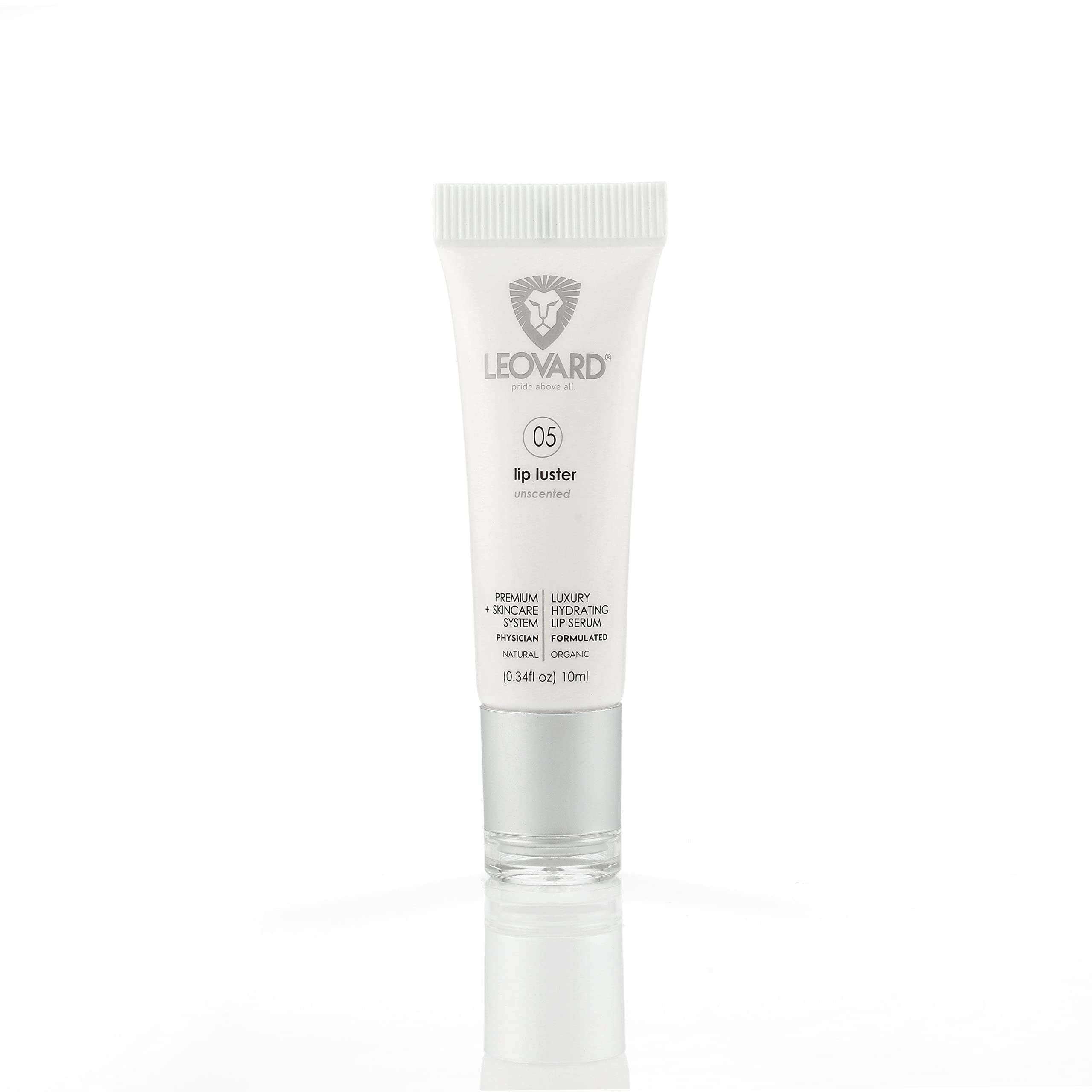 Leovard Lip Luster tube closeup for rich hydration and soft lips