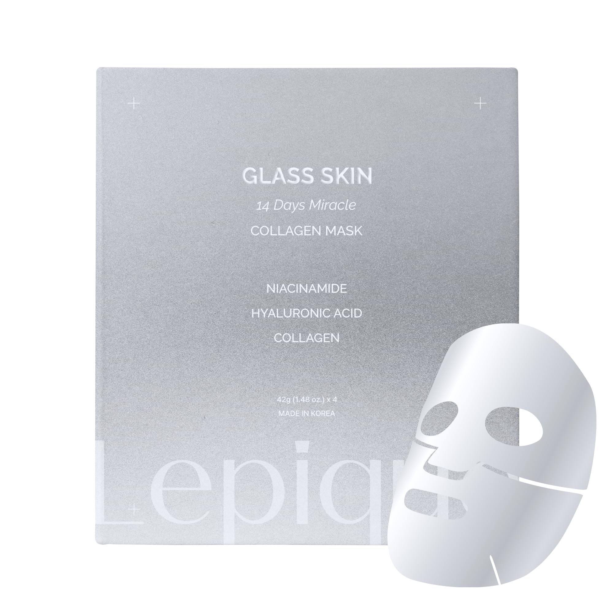 Lepique Luxury Spa-Grade Collagen Overnight Mask 4 sheets promotes deep hydration overnight.