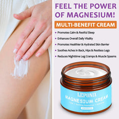 LEPONIX Magnesium Cream massage scene illustrating pre-bed relaxation.