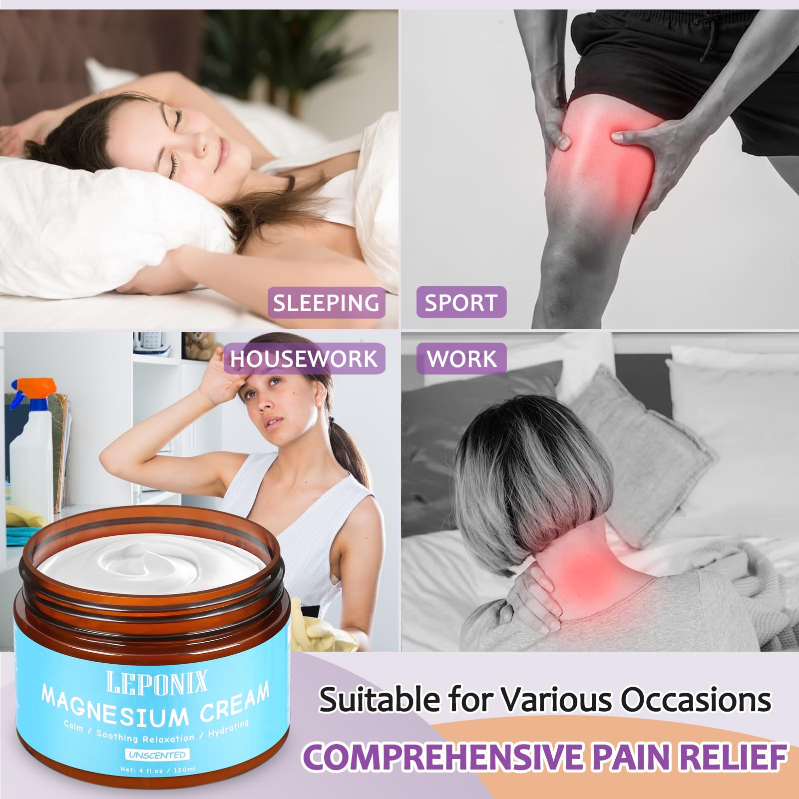 LEPONIX Magnesium Cream post-workout comfort and muscle ease.