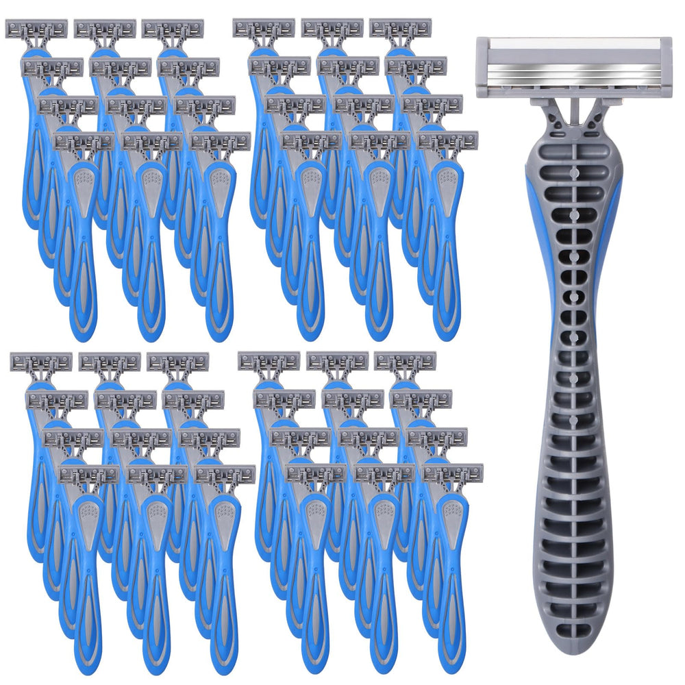Leriton 60-pack disposable razors for bulk hotel use and travel.