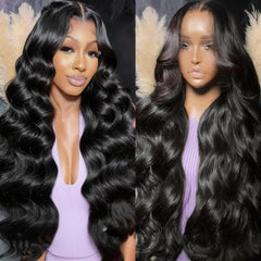Leseater 13x6 lace front wig in natural black for daily wear