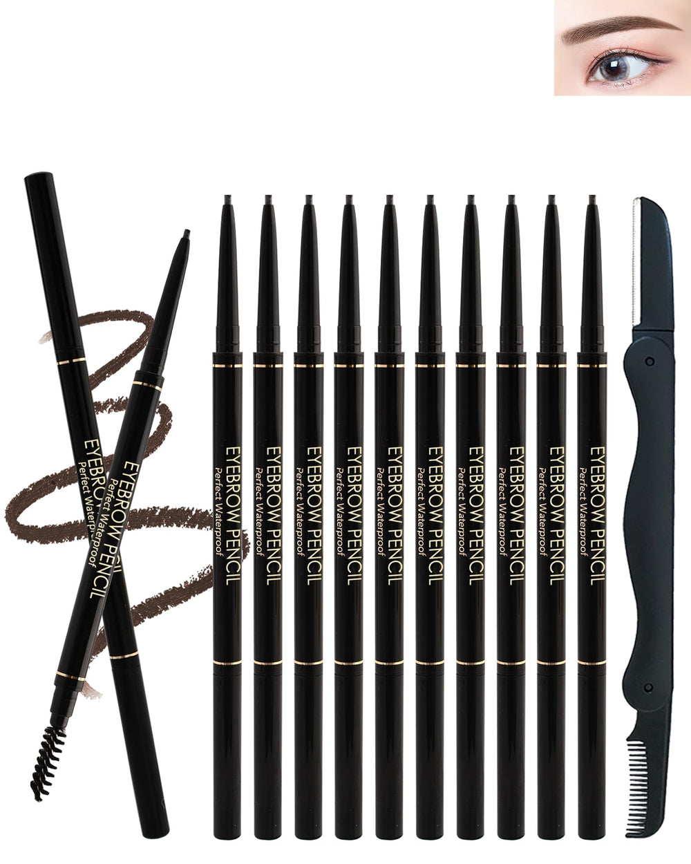 Lestpola 12-piece eyebrow pencil set in a shade of choice for natural brows and consistency.