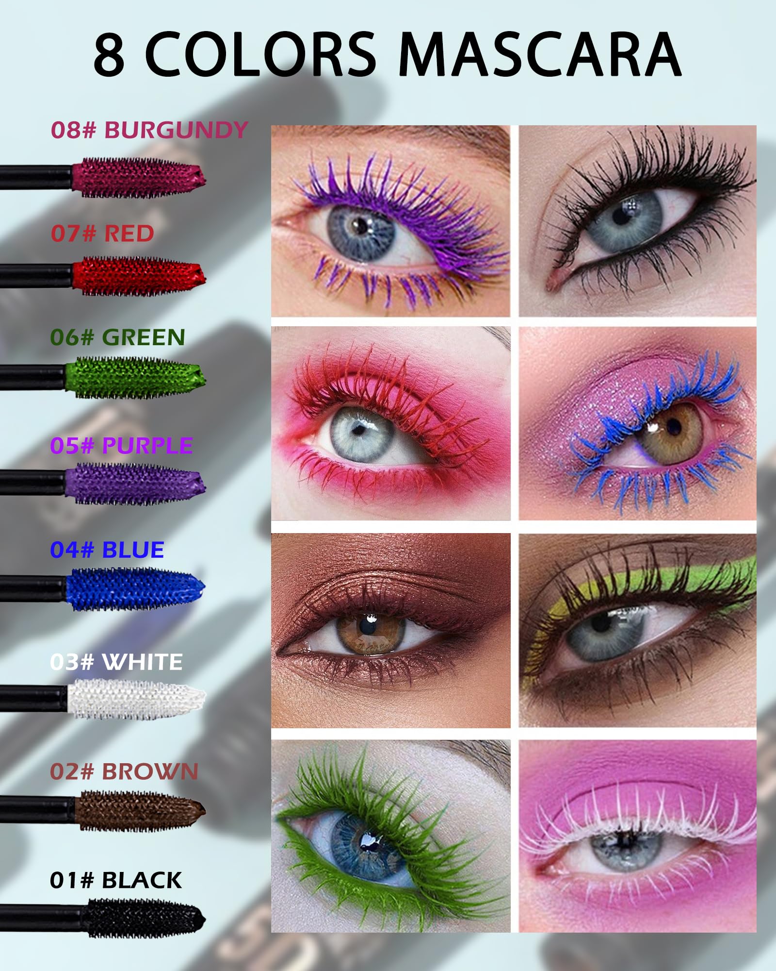 Lestpola 5D silk fiber mascara delivers dramatic length and volume.
