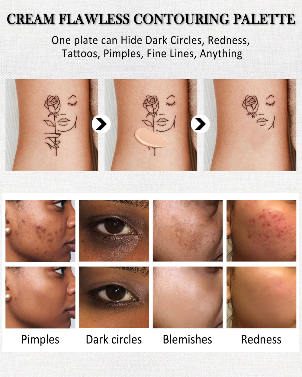 Lestpola Cream Contour Palette easy application with fingers or puff.