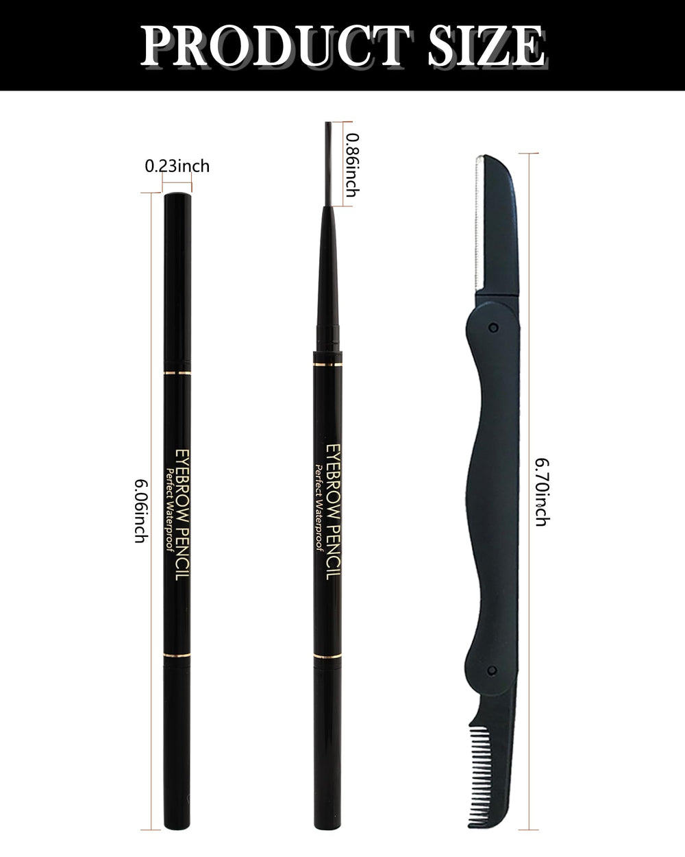 Lestpola twist-up design brow pencil for easy, safe application.
