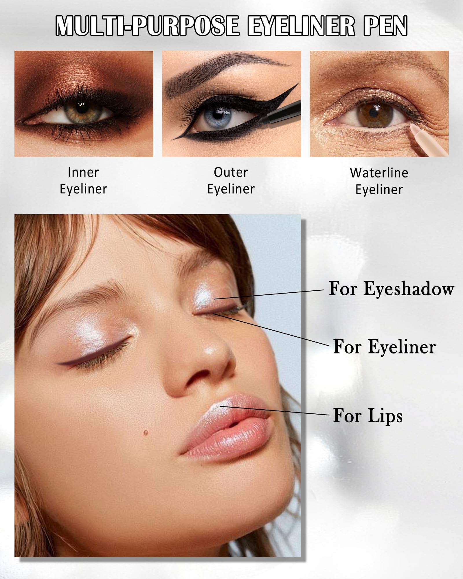 Lestpola eyeliner on the eye demonstrates a defined look with a gentle formula.