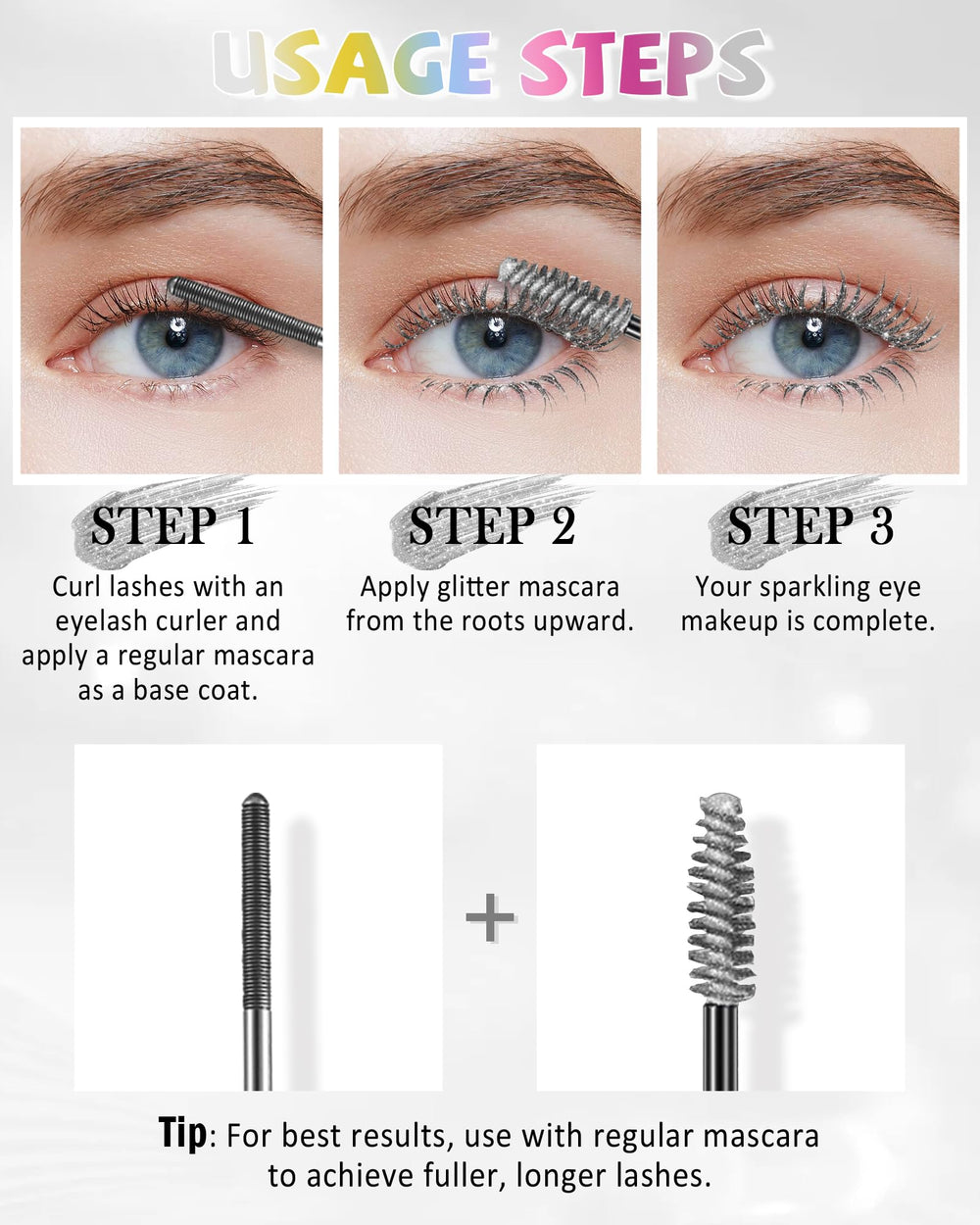 Lestpola glitter mascara packaging showcases gift-ready design for holidays and celebrations.