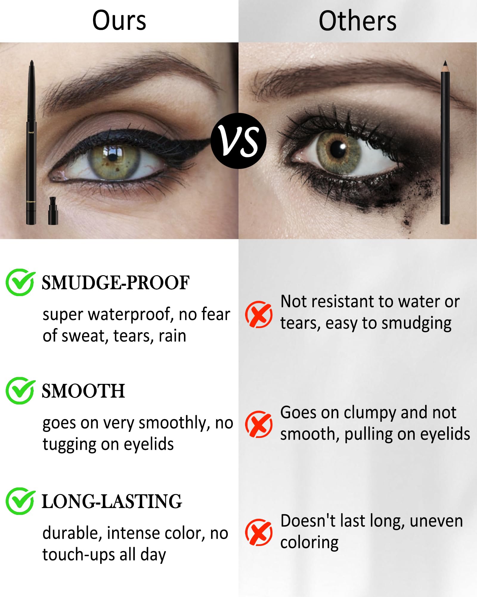 Lestpola long-wear gel eyeliner applied along lash line for lasting definition.
