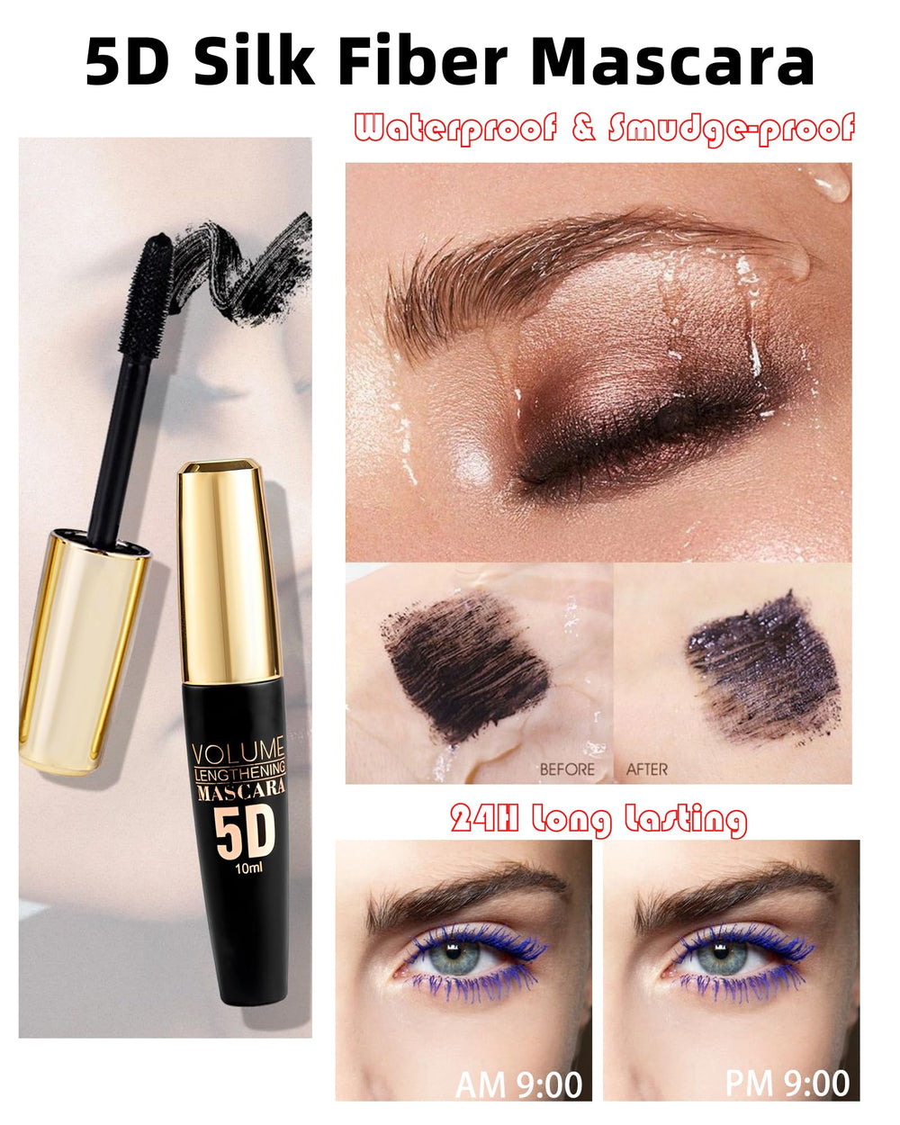 Lestpola waterproof mascara on lashes suitable for daily weather conditions.