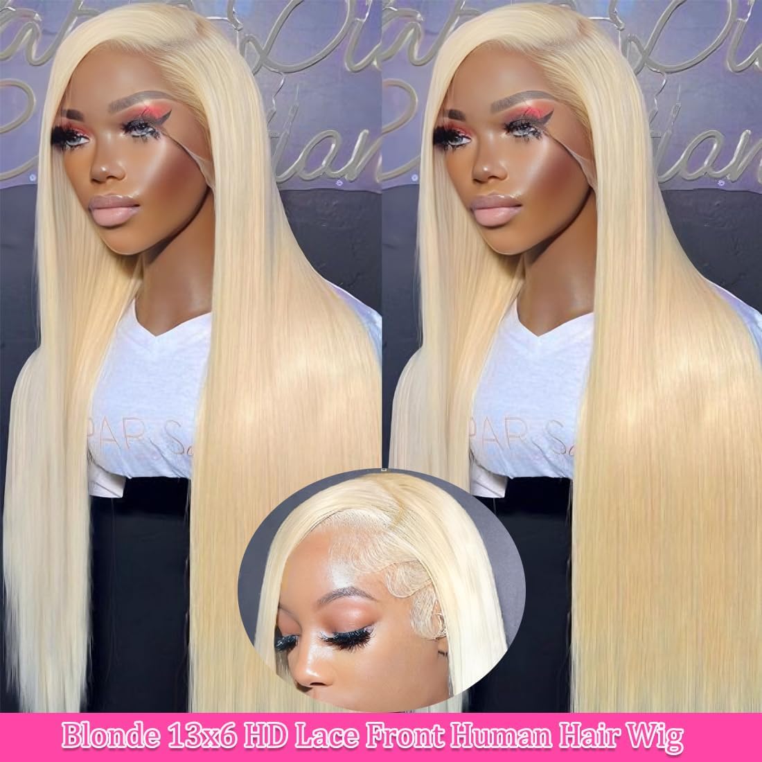 Letmieo hd-transparent 13x6 lace-front highlights invisible knots for seamless styling.