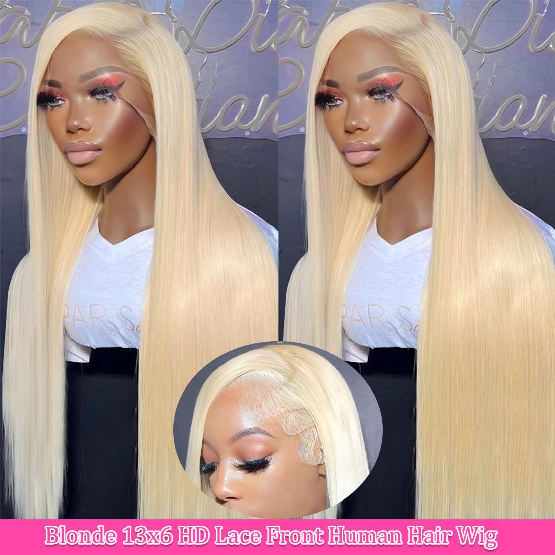 LETMIEO HD transparent lace front wig showing natural hairline