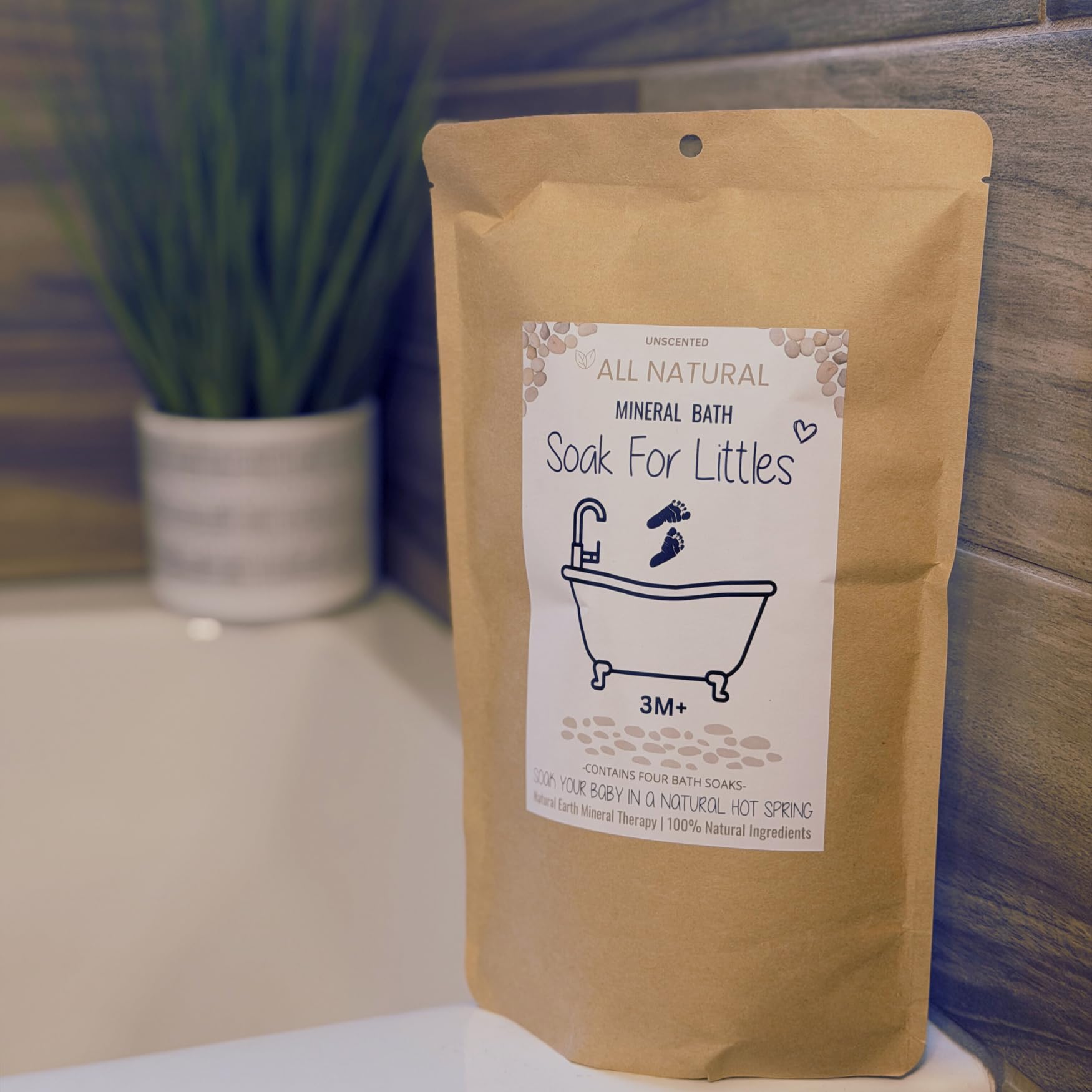 Ready-to-use mineral packets from Littles soak for simple bath prep.