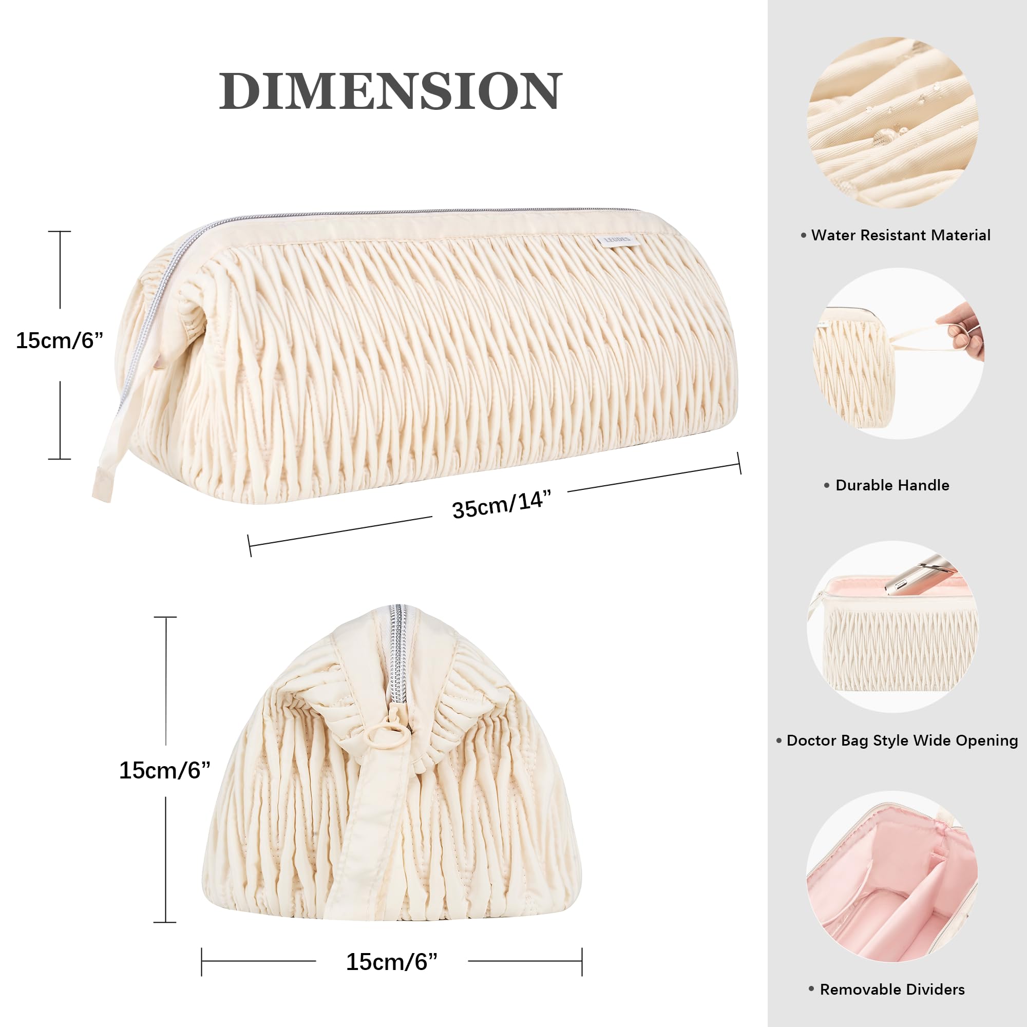 Leudes nylon fabric is water-resistant and lightweight.