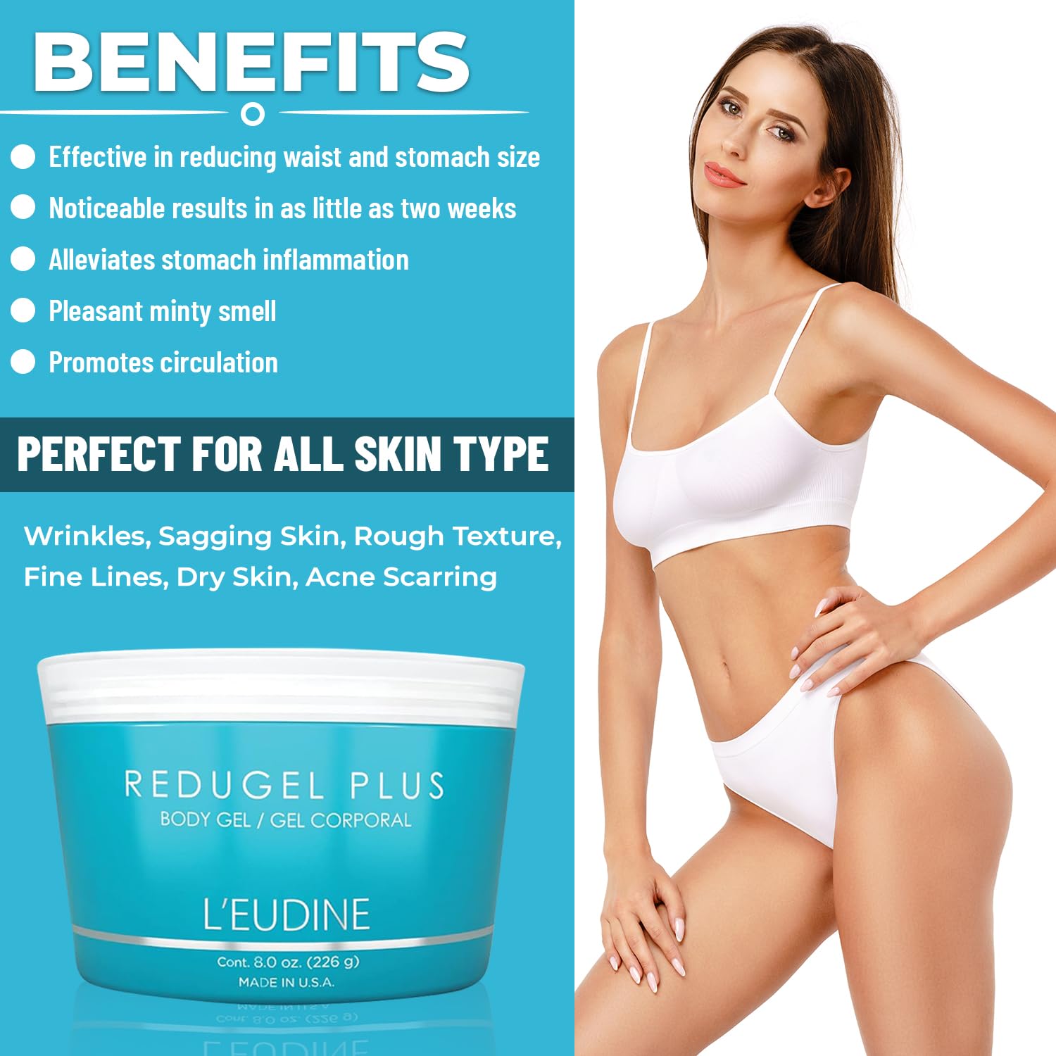 The vegan-friendly packaging of L’eudine Redugel Plus reflects safe skincare