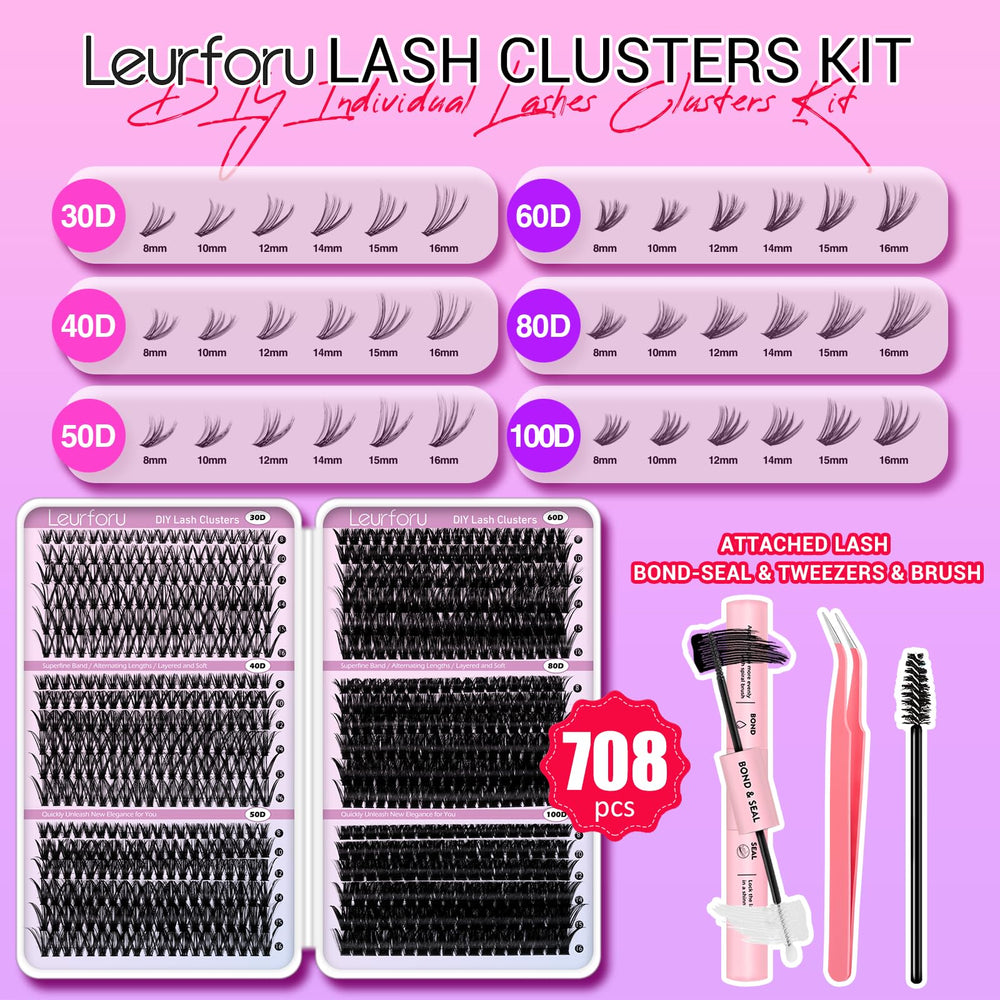 Leurforu Lash Clusters densities illustrate varied lengths for personalized styling.