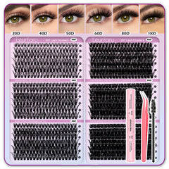 Leurforu Lash Clusters Kit 708pcs close-up enables customizable wispy looks.
