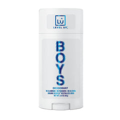 Level Up Boys Deodorant stick showing aluminum-free formula for active kids.
