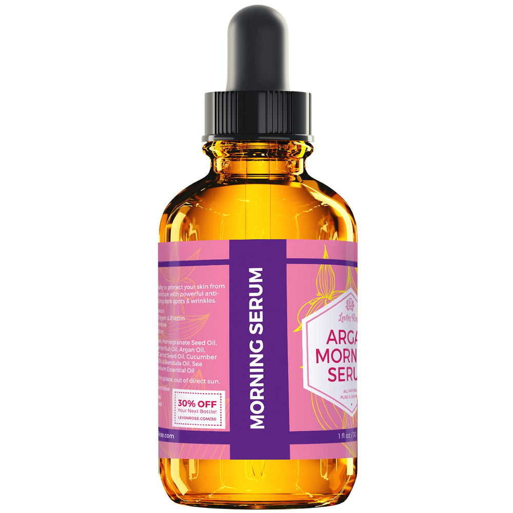 Close-up of Leven Rose Argan Oil Serum texture showing quick absorption