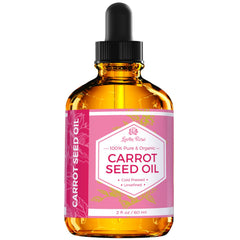 Leven Rose Carrot Seed Oil cold-pressed label highlights virgin organic origin.
