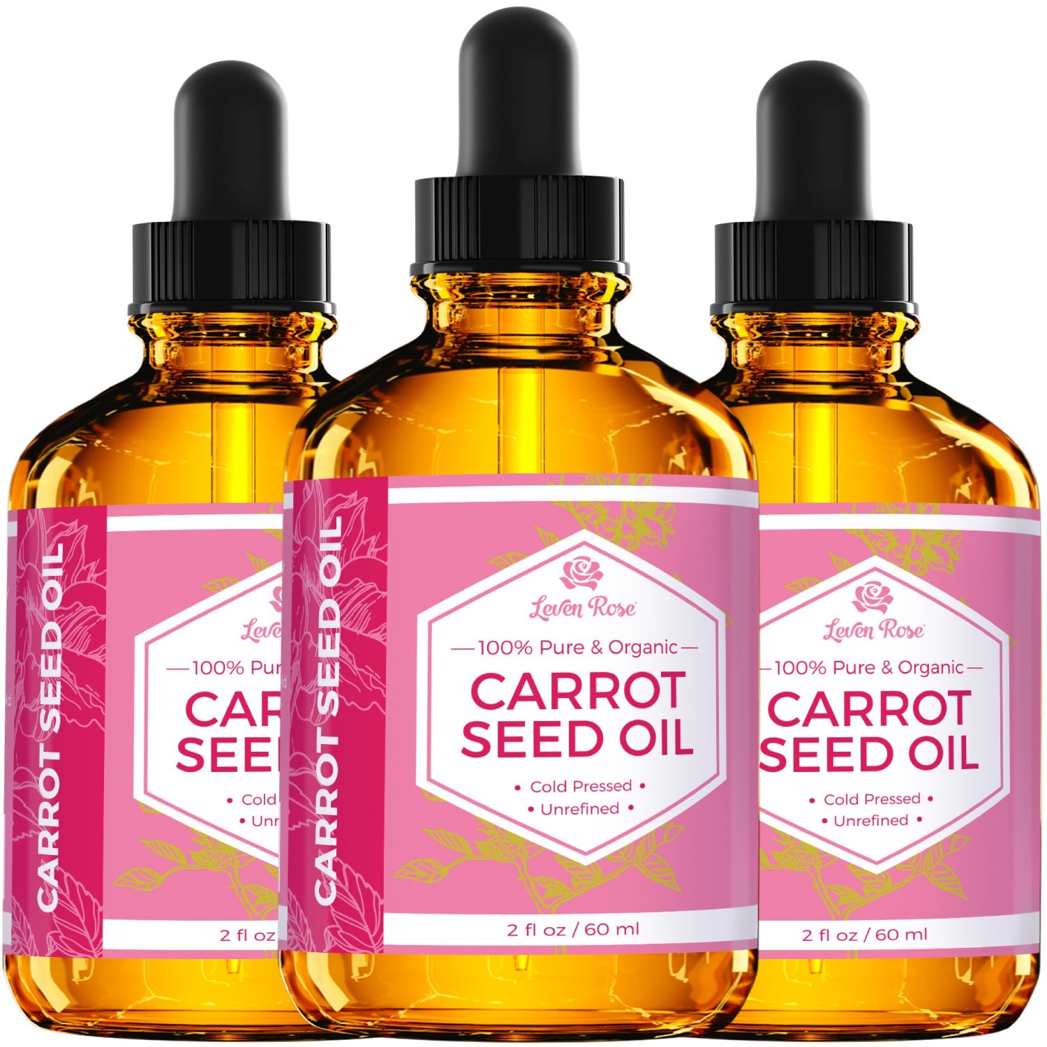 Leven Rose Carrot Seed Oil shelf-life date indicates one year freshness.