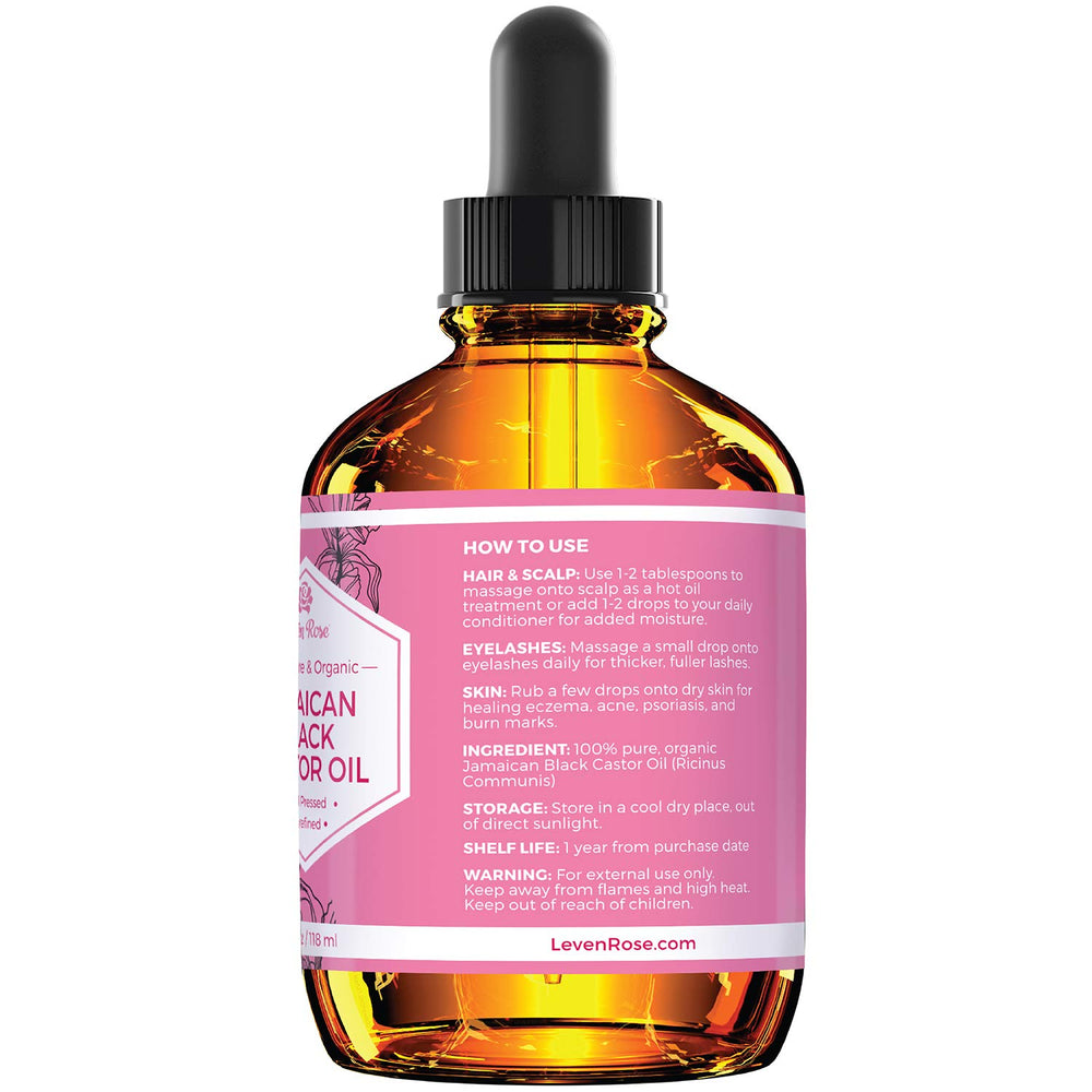 Leven Rose Jamaican Black Castor Oil warms during hot oil treatment.
