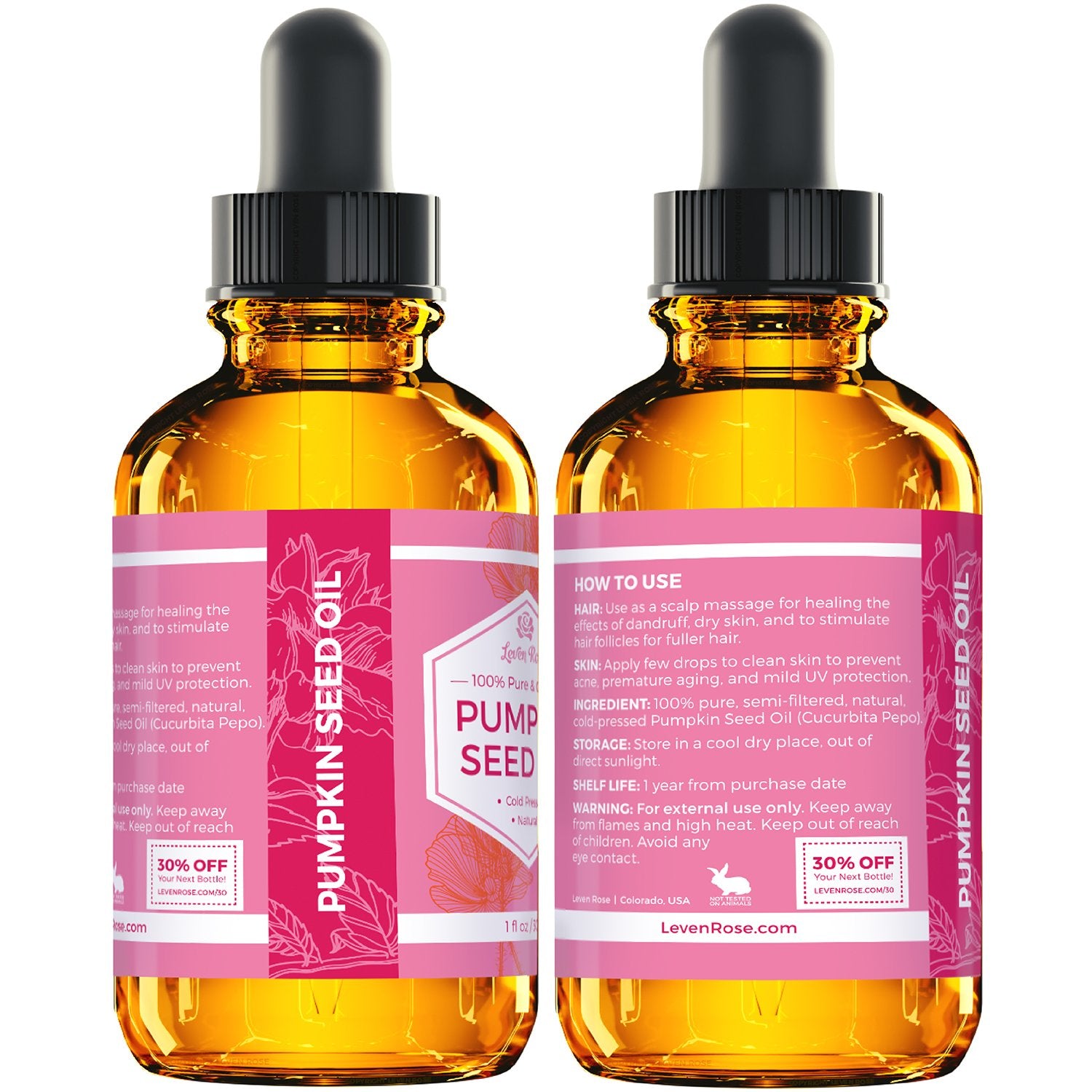 Leven Rose pumpkin seed oil mixed with shampoo for shine.