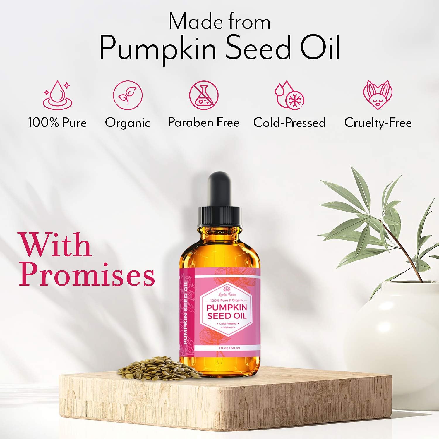 Leven Rose pumpkin seed oil massaged into scalp for nourishing care