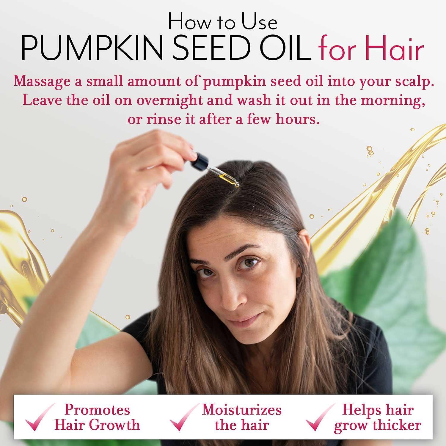 Leven Rose pumpkin seed oil mixed with shampoo for shiny, healthy hair