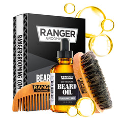 Leven Rose Ranger beard oil bottle hydrates beard and skin for a smoother feel