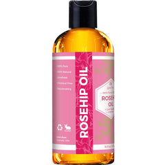 Leven Rose rosehip oil 16oz packaging promotes versatile care from face to body