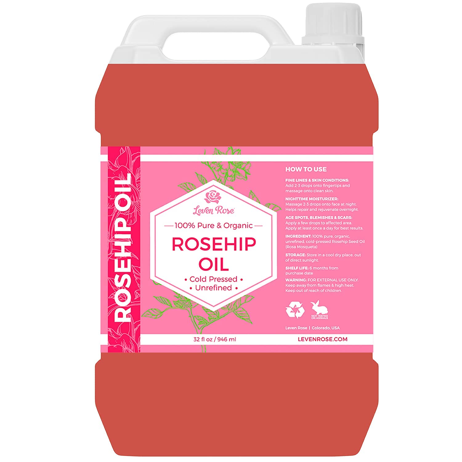 Leven Rose rosehip oil on nails and cuticles for stronger growth