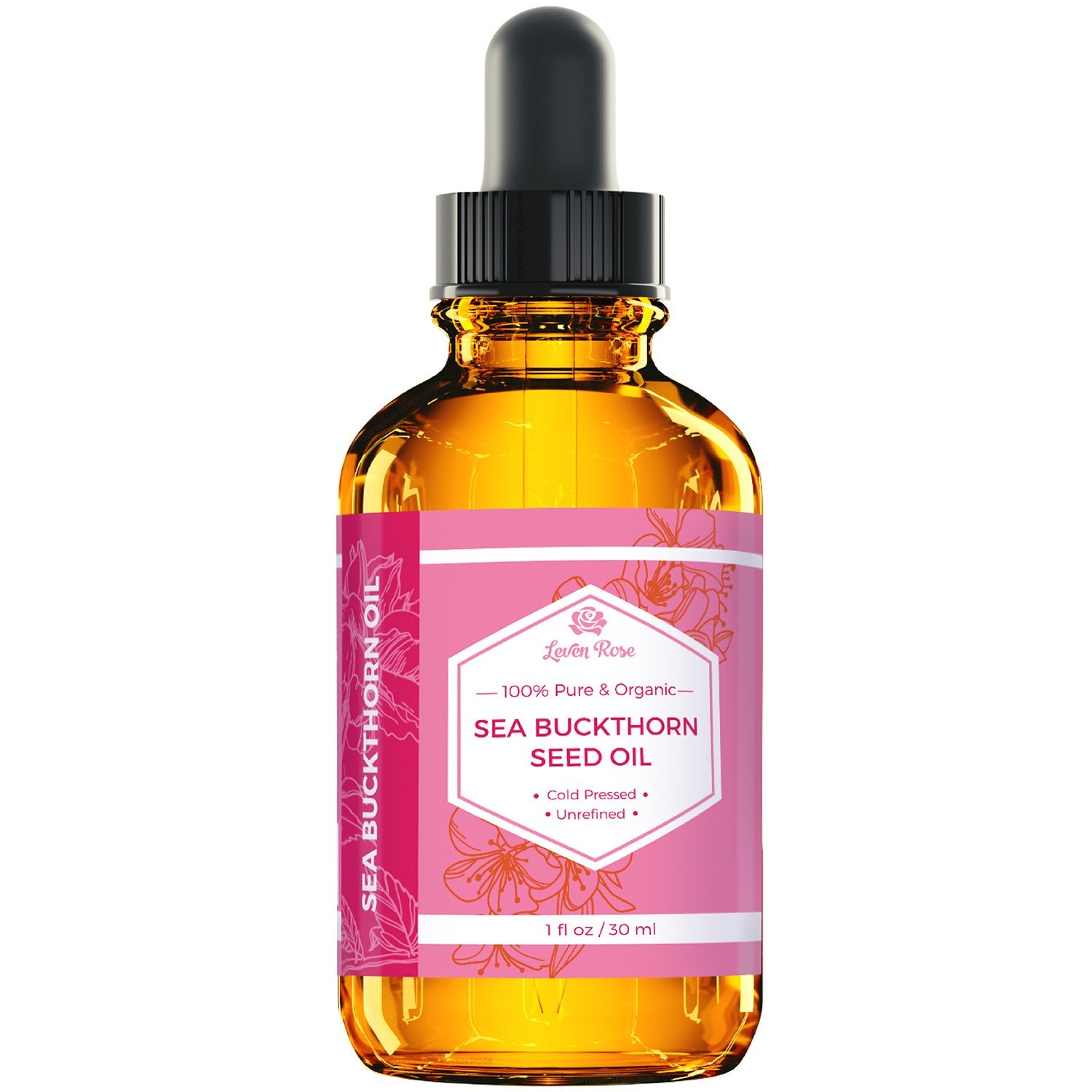 Pouring drops into palm: Leven Rose oil for daily facial moisture.