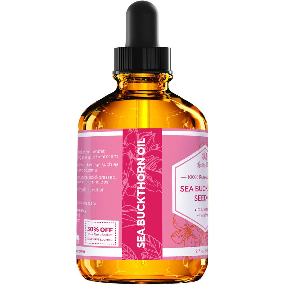 Leven Rose Sea Buckthorn Oil for scalp massage and hair care.